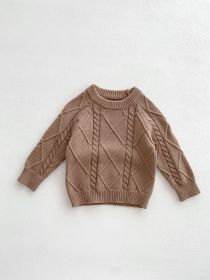 Baby Autumn And Winter Twist Knitted Sweater Jumpsuit (Option: Khaki Hoodie-66cm)