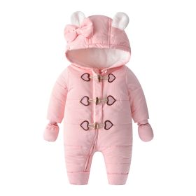 Baby Onesie Horn Buckle Hayi Baby Crawling Suit Clothes (Option: Pink-80yards)