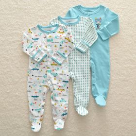Baby Cotton-Wrapped Foot One-Piece Romper,Long-Sleeved Romper, Foot-Wrapped Climbing Suit (Option: as shown-B-9or12M)