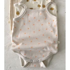 21 New Korean Version Of The Newborn Baby Soft Sling One-Piece Comfortable Romper Vest Triangle Bag Fart Clothes (Option: Floret-66cm)