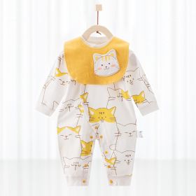 Baby's Pure Cotton Thermal Jumpsuit (Option: Yellow cat-66cm)