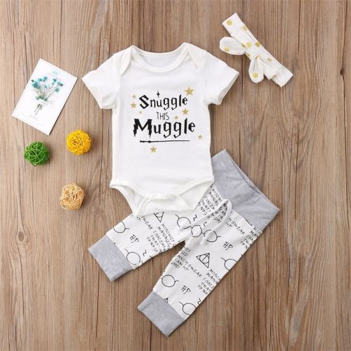 3-piece Set Cotton Rompers Striped Pants For Babies