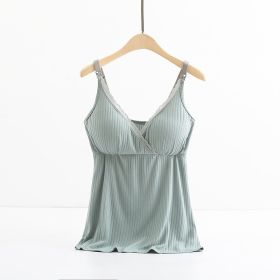 Breast feeding vest with cross elastic bra (Option: Green-3XL)