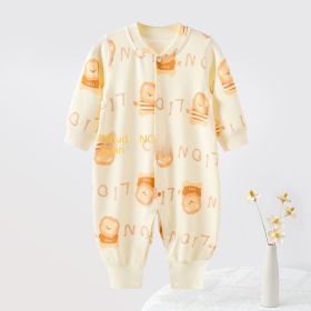 Newborn Clothes Baby Jumpsuits Romper (Option: Cute Lion Beige-73cm)