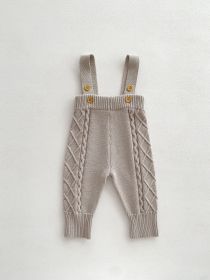 Baby Autumn And Winter Twist Knitted Sweater Jumpsuit (Option: Gray Trousers-66cm)