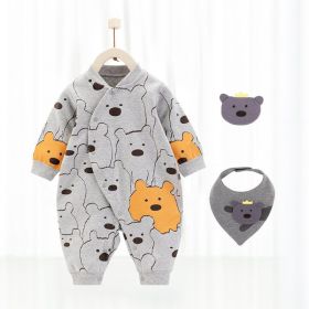Baby's Pure Cotton Thermal Jumpsuit (Option: Grey-59cm)