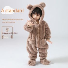 Baby Lamb One-piece Trousers Outer Wear (Option: Mocha Gray-100cm)