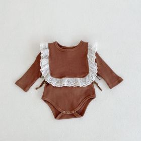 Autumn Solid Triangle Baby Solid Bodysuit (Option: Khaki-66cm)