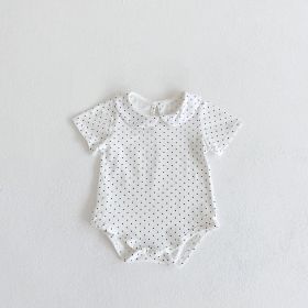 Short Sleeve Doll Collar Bottoming Jumpsuit (Option: Polka dot-90cm)
