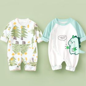 Cotton Long Sleeved Spring Clothing Children's Jumpsuit (Option: Little Forest Green Dinosaur-59cm)