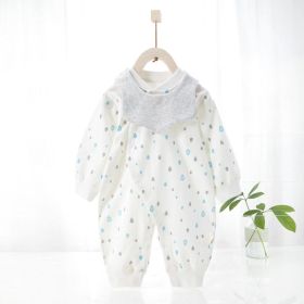 Baby's Pure Cotton Thermal Jumpsuit (Option: Happy rainy season blue-59cm)