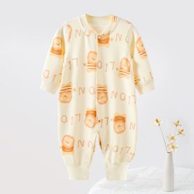 Spring And Autumn Baby Jumpsuits (Option: Cute Lion Beige-66cm)