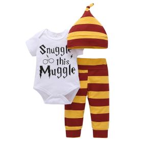 3-piece Set Cotton Rompers Striped Pants For Babies (Option: Gold-70cm)
