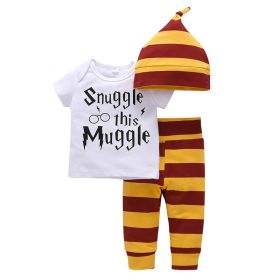 3-piece Set Cotton Rompers Striped Pants For Babies (Option: Silver-70cm)