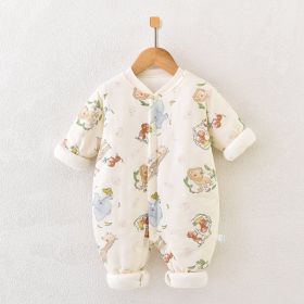 Baby Jumpsuit Warmth Retention Material Winter Clothes (Option: Full Printed Quilted Zoo-66)