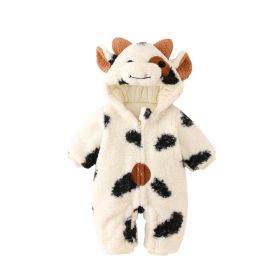 Baby Winter Fleece-lined Thickened Jumpsuit (Option: Beige-66cm)