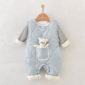 Newborn Cotton Coat Set Fleece-lined Thickened (Option: Blue-66)