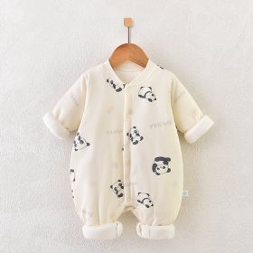 Baby Jumpsuit Warmth Retention Material Winter Clothes (Option: Full Printed Quilted Panda-66)