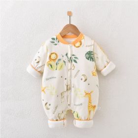Baby Jumpsuit Warmth Retention Material Winter Clothes (Option: Full Printed Quilted Giraffe-66)