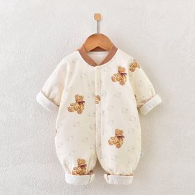Baby Jumpsuit Warmth Retention Material Winter Clothes (Option: Full Printed Quilted Bear Head-66)