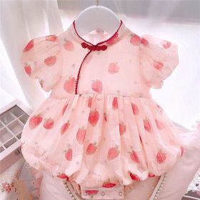 Newborn Baby Girl Jumpsuit One Month Old Princess Romper (Option: Pink-66 Cm)