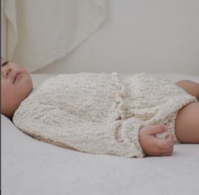 Children's Knitted Cute Top Pp Shorts (Option: Beige-80cm)
