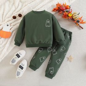 Children's Autumn Clothing Sweatshirt Sports Trousers (Option: Green-80cm)