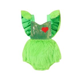 Personalized Baby Girl Sequined Romper (Option: Green-70cm)
