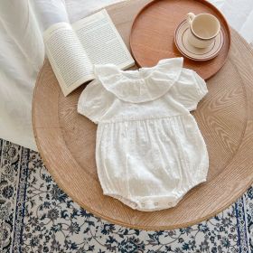 Ins Baby Jacquard Lace Crewneck Ha Clothing Crawl Suit (Option: White-100cm)