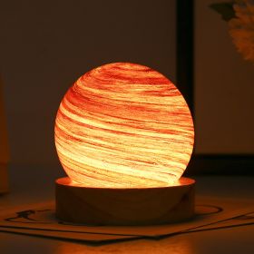 USB Fantasy Rainbow Planet Light Astronomical Ornaments Desktop Decorative Lights Art Crafts Wooden Case Gifts for Wedding Party (Emitting Color: Morning Glow, Ships From: China)