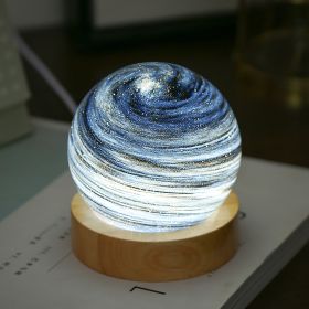 USB Fantasy Rainbow Planet Light Astronomical Ornaments Desktop Decorative Lights Art Crafts Wooden Case Gifts for Wedding Party (Emitting Color: Starry Sky, Ships From: China)