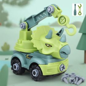 Children's construction toy dinosaur project automobile excavator dump truck, education diy car toy children's car toy (Color: Crane)