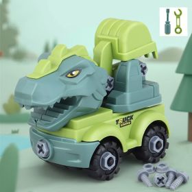 Children's construction toy dinosaur project automobile excavator dump truck, education diy car toy children's car toy (Color: Excavator)