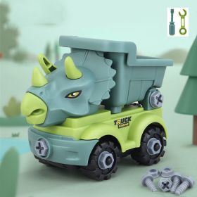 Children's construction toy dinosaur project automobile excavator dump truck, education diy car toy children's car toy (Color: Transporter)