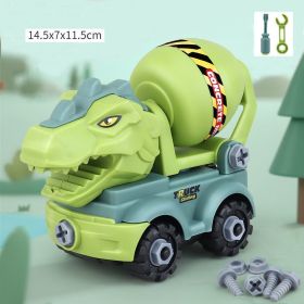 Children's construction toy dinosaur project automobile excavator dump truck, education diy car toy children's car toy (Color: Mixer truck)
