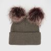 New Warm Knitted 0-3Y Baby's Hat Cute Double Fur Pompon Beanies Thick Double Layer Cap Faux Pompom Hat
