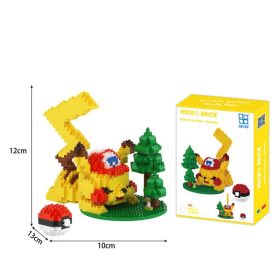 Pokemon Creative Mini Building Blocks Pikachu Pen Holder Fun Toy Building Blocks Children's Educational Jigsaw Christmas Gift (Color: 7123, size: With box)