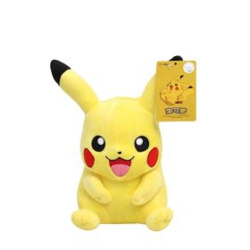 New Cartoon Pokemon Plush Toy Charmander Squirtle Bulbasaur Plush Doll Eevee Mewtwo Jigglypuff Snorlax Plush Toy Children's Gift (Color: Pikachus Grin 24cm)