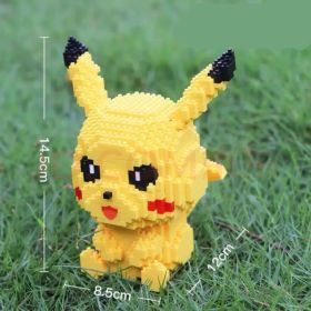 Pok√©mon Anime Cartoon Model Decoration Mini Diamond Particle Building Blocks Pikachu Building Blocks Assembled Educational Toys (Color: JM-9100, size: With box)