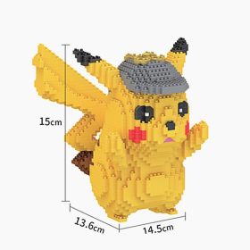Pok√©mon Anime Cartoon Model Decoration Mini Diamond Particle Building Blocks Pikachu Building Blocks Assembled Educational Toys (Color: JM-7080, size: With box)