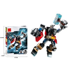 Marvel Avengers Mech Toys Thor Spider-Man Thanos Mecha Boy Fighting Insert Model Building Blocks Minifigure Children's Toys (Color: With box-1013)