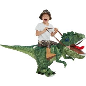 Adult Child Boys Girls Funny Inflatable Dinosaur Costume Riding Tyrannosaurus Rex Cosplay Fancy Dress Kids Halloween Party (Color: Child (80-120cm), size: One Size)