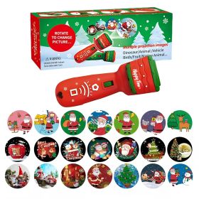 Kids Projector Flashlight Projector Christmas Slide Torch Projection Light Toy With Multiple Images (Color: Red)