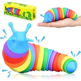Fidget Slug; Articulated Sensory Slug Toy Makes Relaxing Sound; Caterpillar Fidget Toys Stress Relief Gifts (Color: Orange)