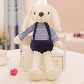 Easter Bunny Plush Toy Cute Dangle Ear Rabbit Doll Pillow Children's Gift (Color: Blue Clothes, Items: 15.75 inch)
