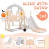 Toddler Slide and Swing Set 5 in 1, Kids Playground Climber Slide Playset with Basketball Hoop Freestanding Combination for Babies Indoor & Outdoor