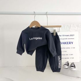 Baby Unisex Letter Print Sports Sets (Color: Blue, Size/Age: 80 (9-12M))
