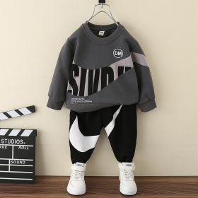 Boys' Matching Long-sleeve Suit Spring And Autumn New (Option: Gray-90cm)