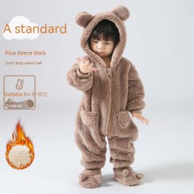 Baby Lamb One-piece Trousers Outer Wear (Option: Winter Mocha Gray-73CM)