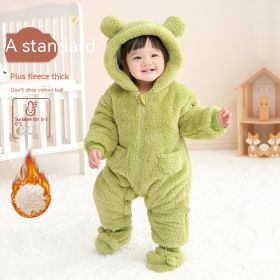 Baby Lamb One-piece Trousers Outer Wear (Option: Light Bean Green & Winter-73CM)